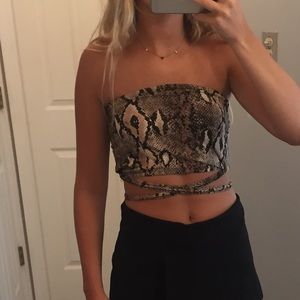 snake skin strappy tube top